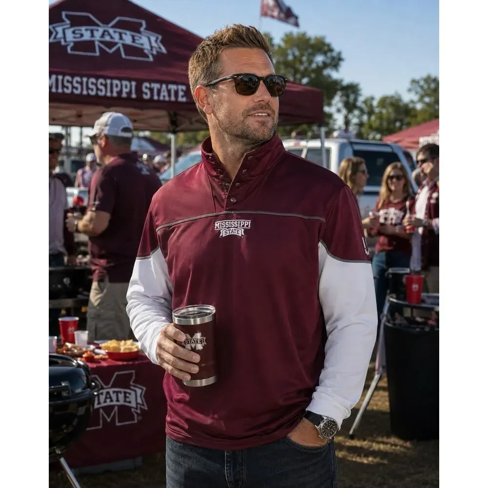 Mississippi State Bulldogs adidas AEROREADY Knit Quarter-Snap Jacket Medium $75